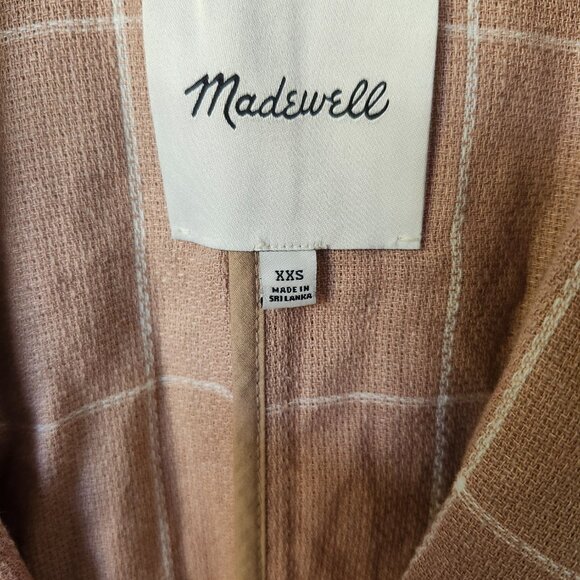Madewell Women’s Windowpane Plaid Blazer Tan Size XXS Linen Blend - Picture 4 of 4